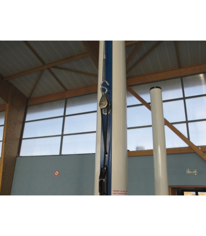 ZOOM CABESTAN POTEAU CENTRAL VOLLEY-BALL SCOLAIRE ALUMINIUM