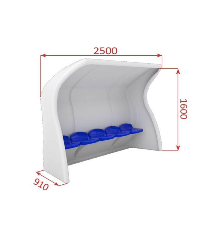 DIMENSIONS ABRI DE TOUCHE MONOBLOC COMPOSITE 5 PLACES HAUTEUR 1,6 M