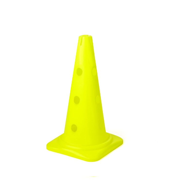CONE 12 TROUS AVEC ENCOCHE 50 CM JAUNE