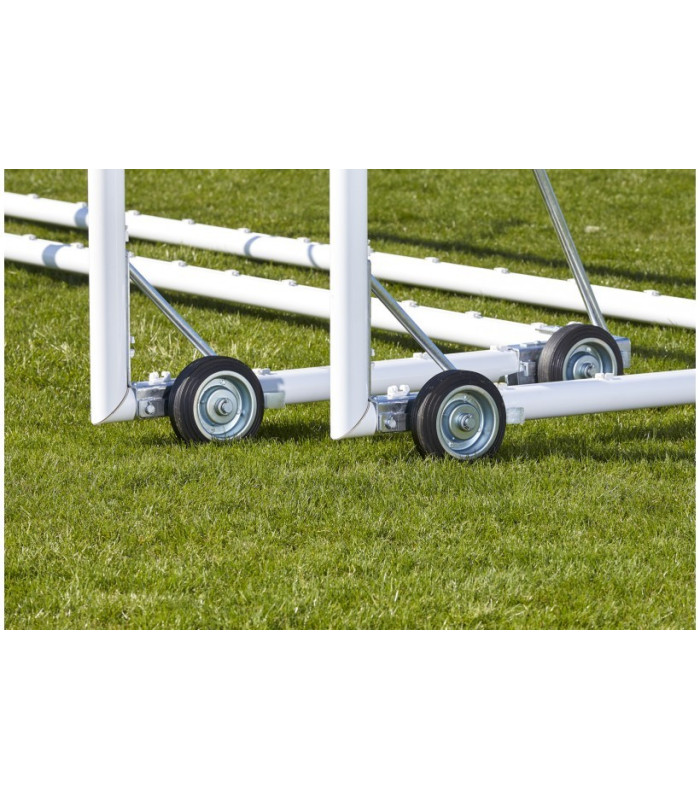 ROUES POSITION DEPLACEMENT MINI BUT DE FOOTBALL TRANSPORTABLE AVEC LESTS