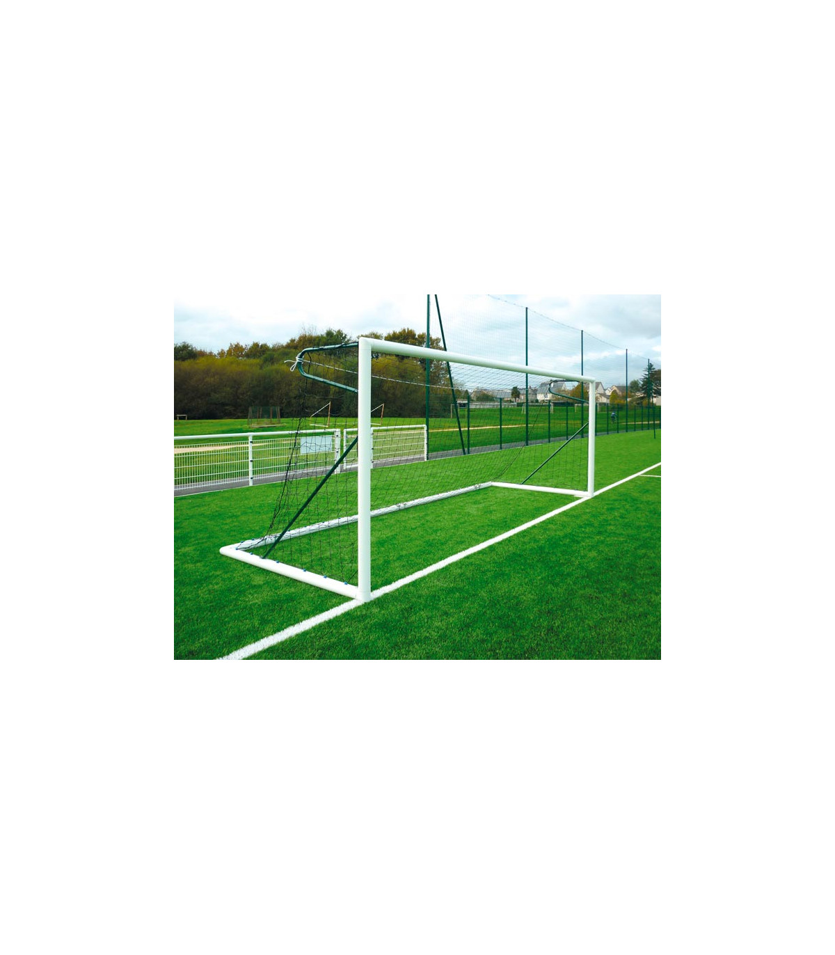 PAIRE DE BUTS DE FOOTBALL A 8 TRANSPORTABLES ALU  VUE GAUCHE