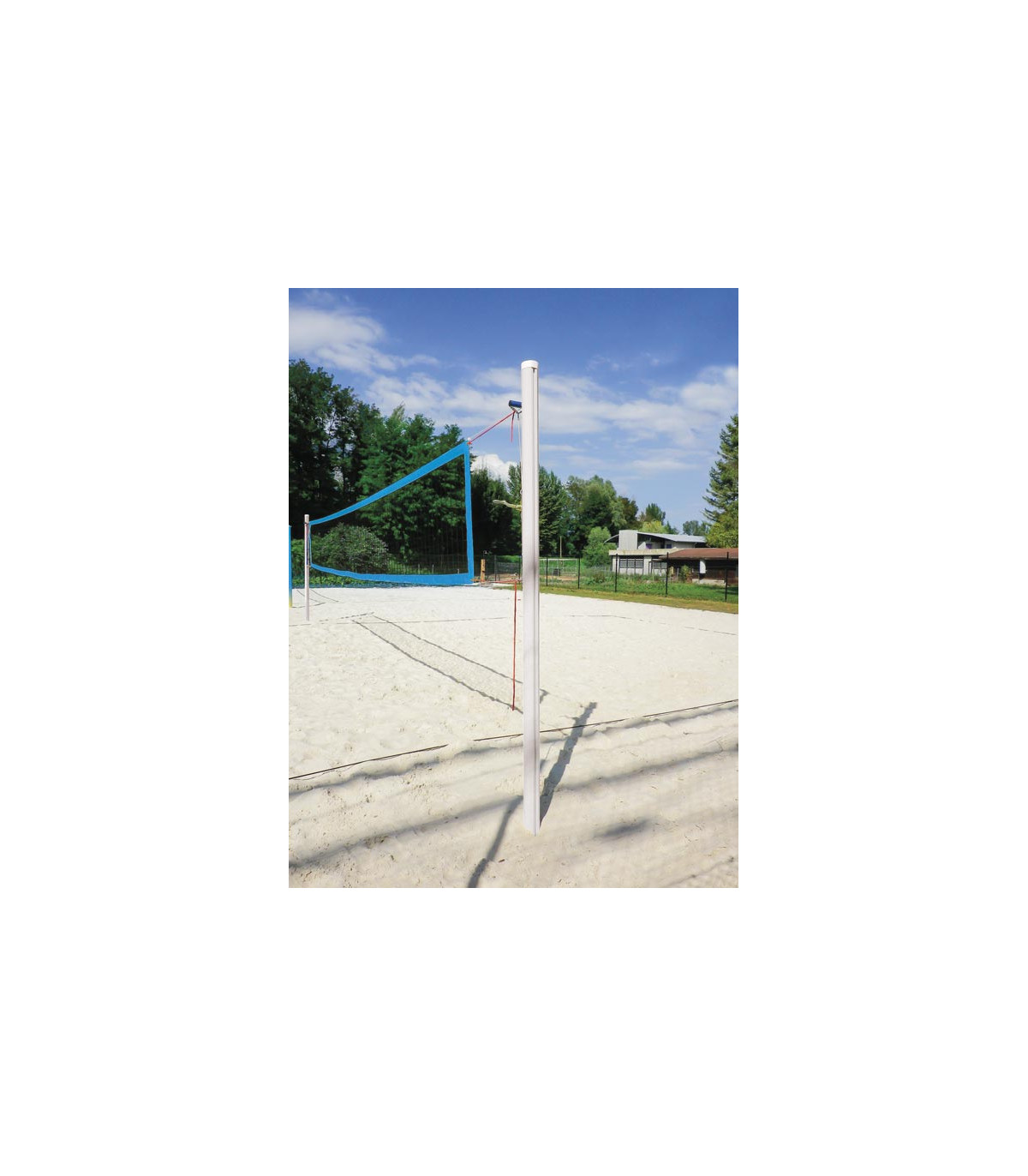 POTEAUX BEACH VOLLEY COMPÉTITION BLANCS AVEC TREUIL