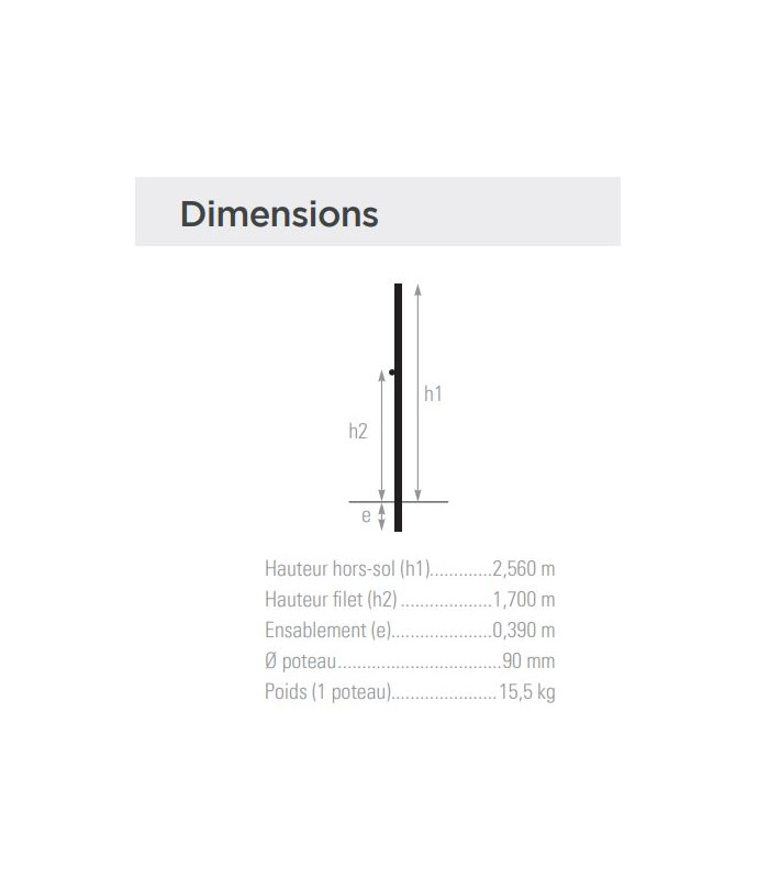 DIMENSIONS POTEAUX BEACH TENNIS