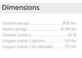 DIMENSIONS  ANCRAGES POUR BUT DE HANDBALL
