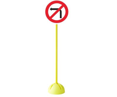 PANNEAU DE SIGNALISATION ROUTIÈRE INTERDICTION DE TOURNER A GAUCHE PLOT LESTABLE