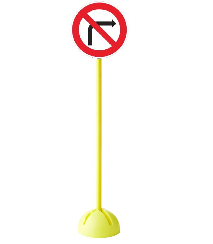 PANNEAU DE SIGNALISATION ROUTIÈRE INTERDICTION DE TOURNER A DROITE PLOT LESTABLE