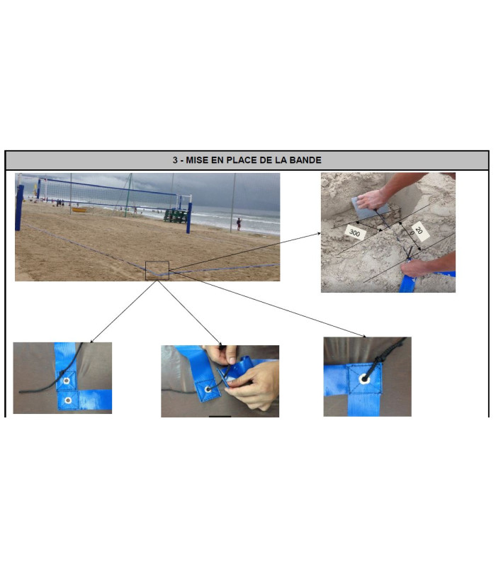 INSTALLATION BANDE DÉLIMITATION BEACH VOLLEY