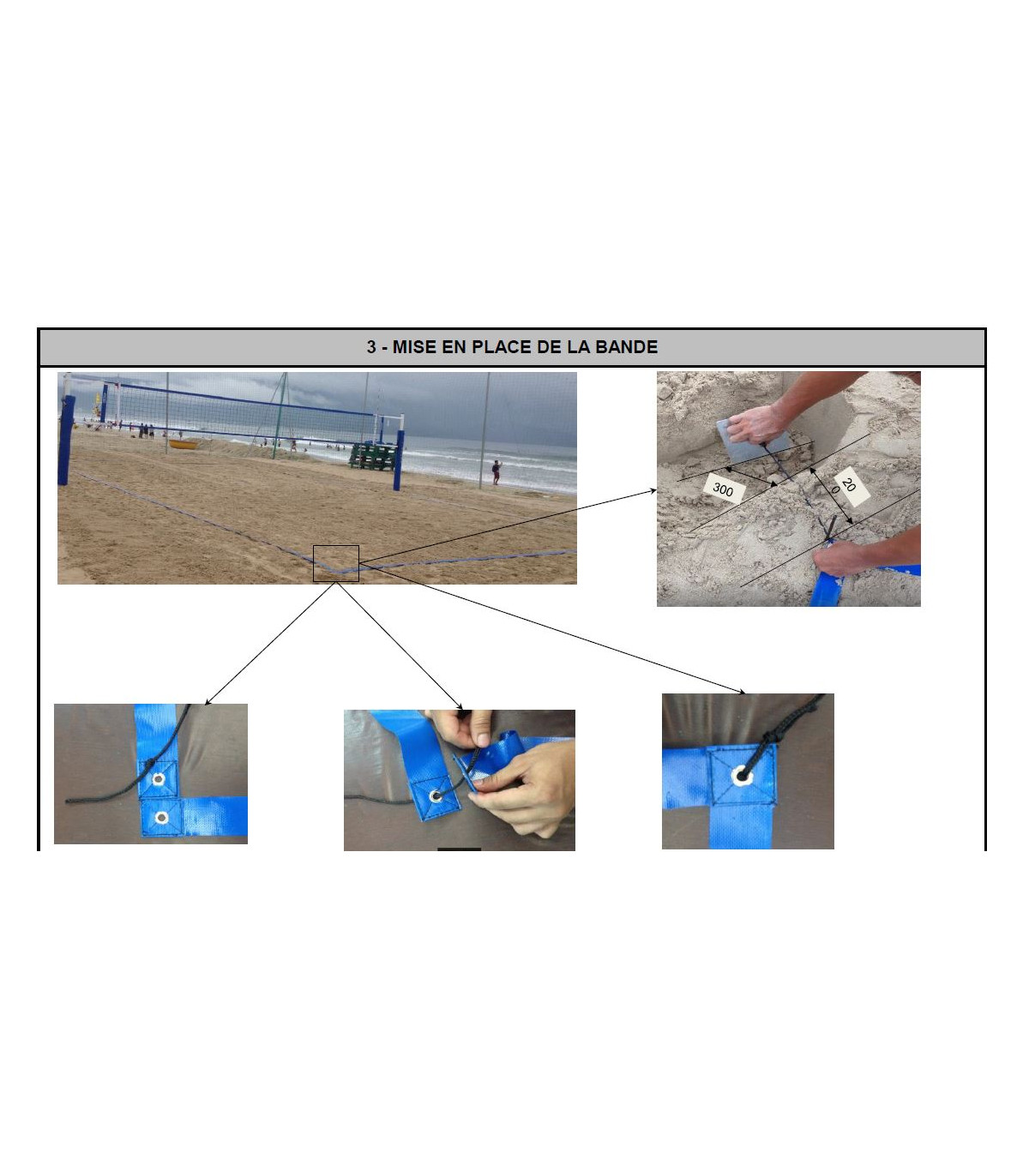 INSTALLATION BANDE DÉLIMITATION BEACH VOLLEY