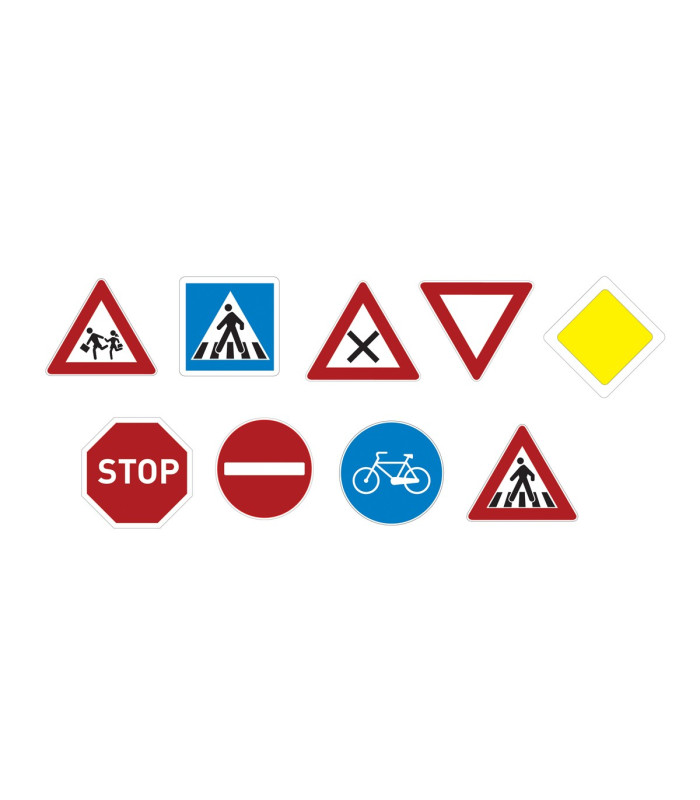 LOT DE 9 PANNEAUX DE SIGNALISATION ROUTIÈRE AVEC SOCLE
