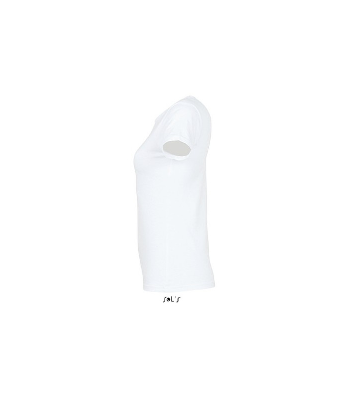 TEE-SHIRT BLANC 150 G FEMME VUE PROFIL