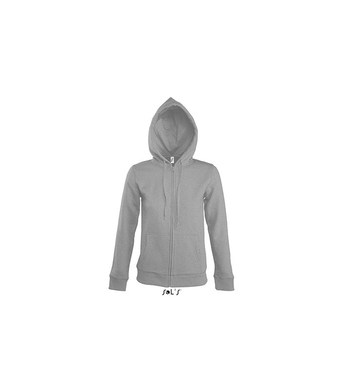 VESTE ZIPPEE CAPUCHE FEMME GRIS CHINE