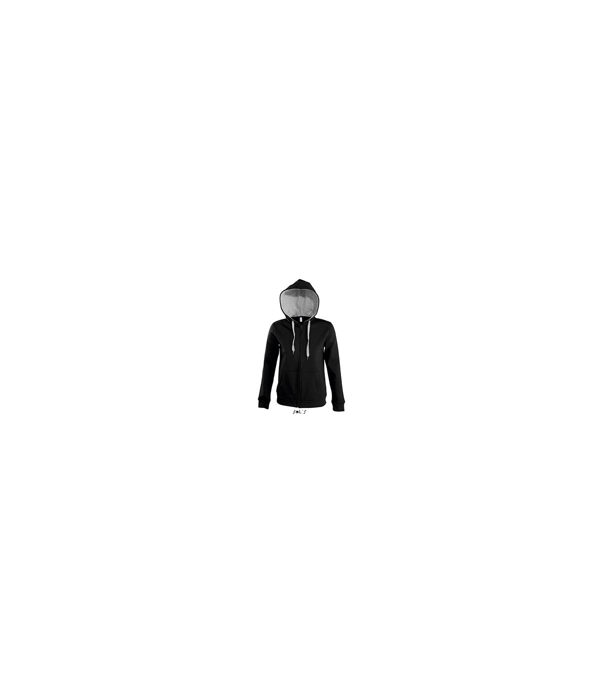 VESTE ZIPPEE CAPUCHE CONTRASTEE FEMME NOIRE