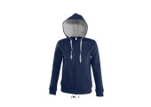 VESTE ZIPPEE CAPUCHE CONTRASTEE FEMME BLEUE MARINE