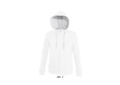 VESTE ZIPPEE CAPUCHE CONTRASTEE FEMME BLANCHE