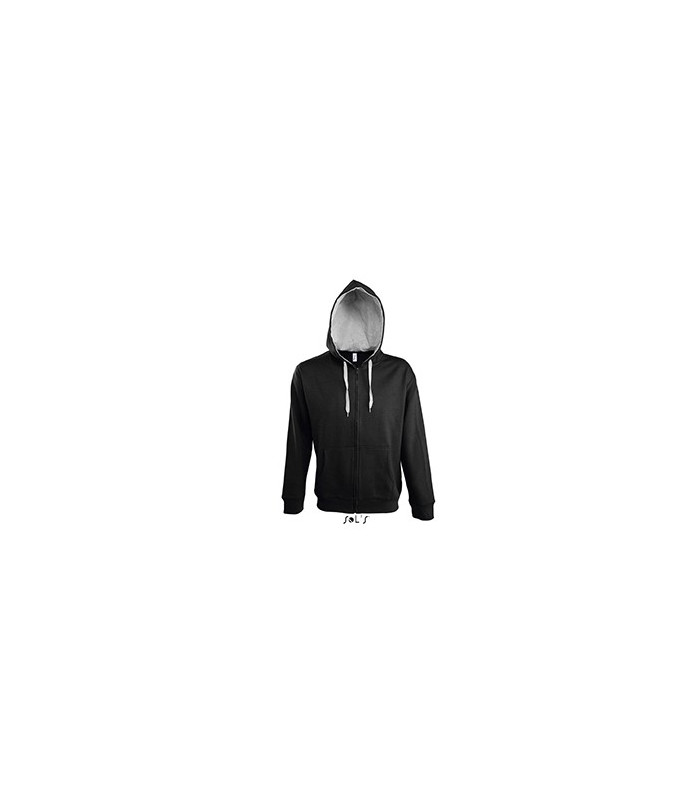 VESTE ZIPPEE CAPUCHE CONTRASTEE HOMME NOIRE