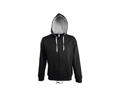 VESTE ZIPPEE CAPUCHE CONTRASTEE HOMME NOIRE