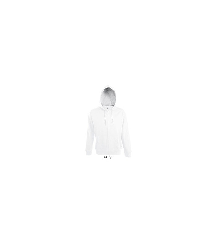 VESTE ZIPPEE CAPUCHE CONTRASTEE HOMME BLANCHE