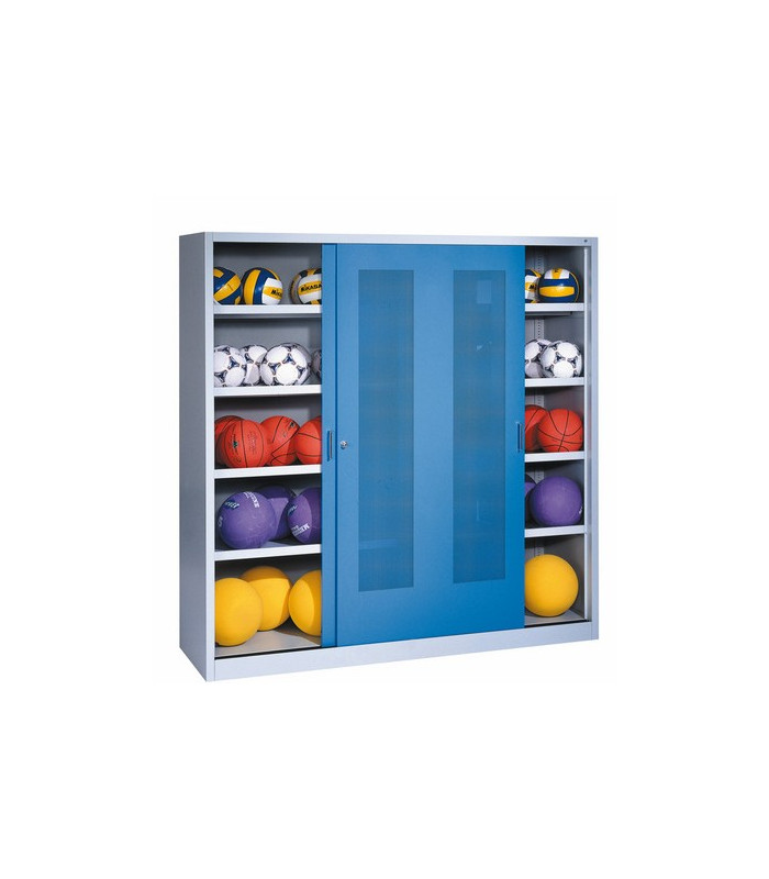 ARMOIRE SALLE DE SPORT PORTES COULISSANTES PERFOREES