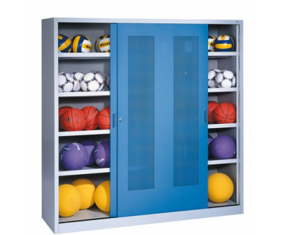 ARMOIRE SALLE DE SPORT PORTES COULISSANTES PERFOREES