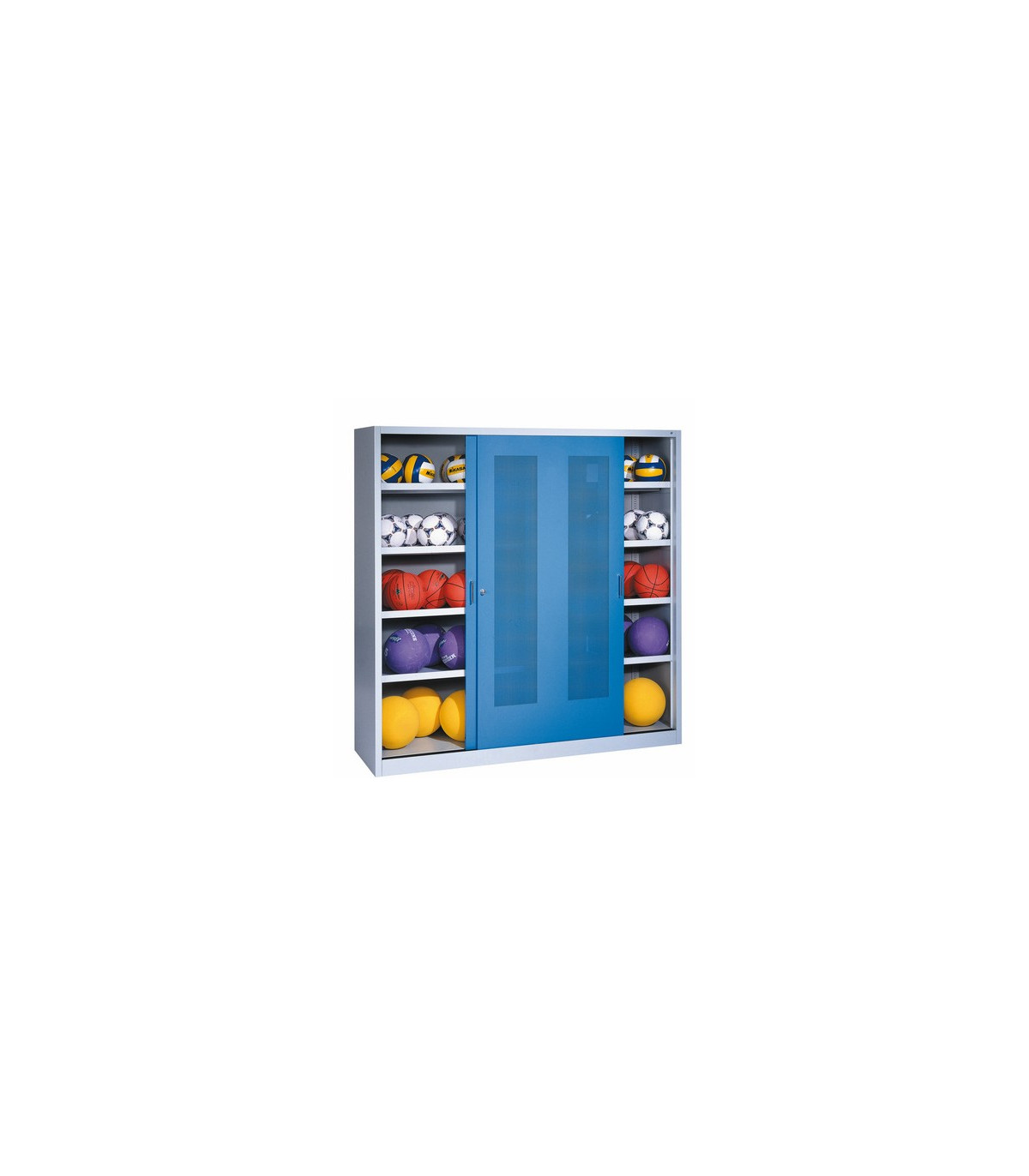 ARMOIRE SALLE DE SPORT PORTES COULISSANTES PERFOREES