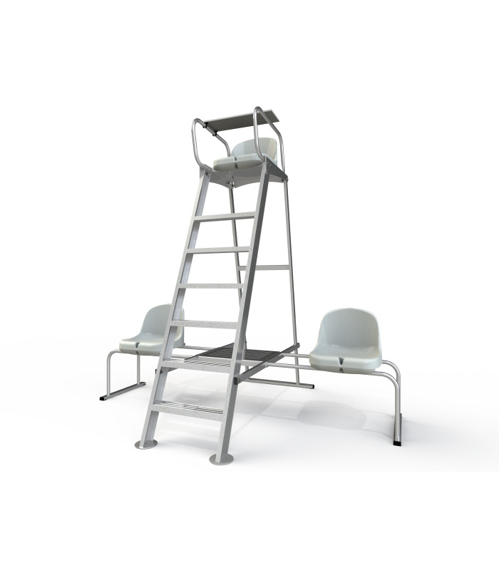 CHAISE ARBITRE TENNIS ALU MINIUM AVEC CHAISES LATERALES 