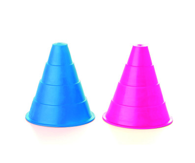 CONE DE SPORT EXTRA SOUPLE 16 CM BLEU ET ROSE