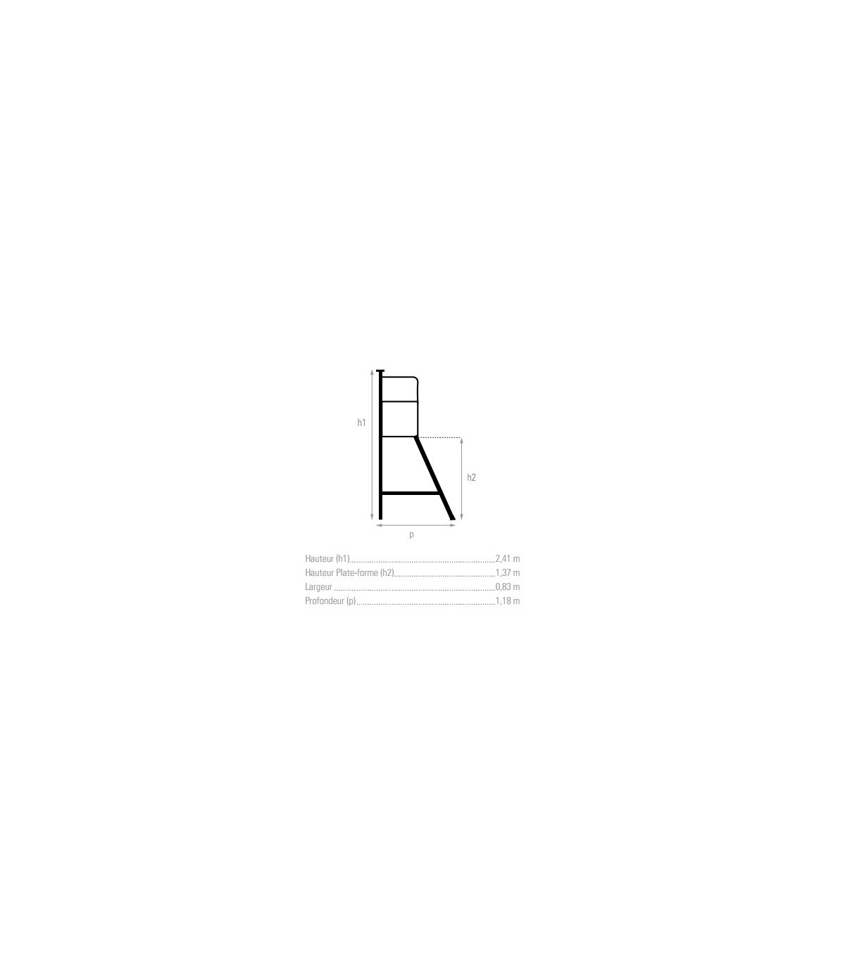 DIMENSIONS PODIUM VOLLEY BALL ALUMINIUM