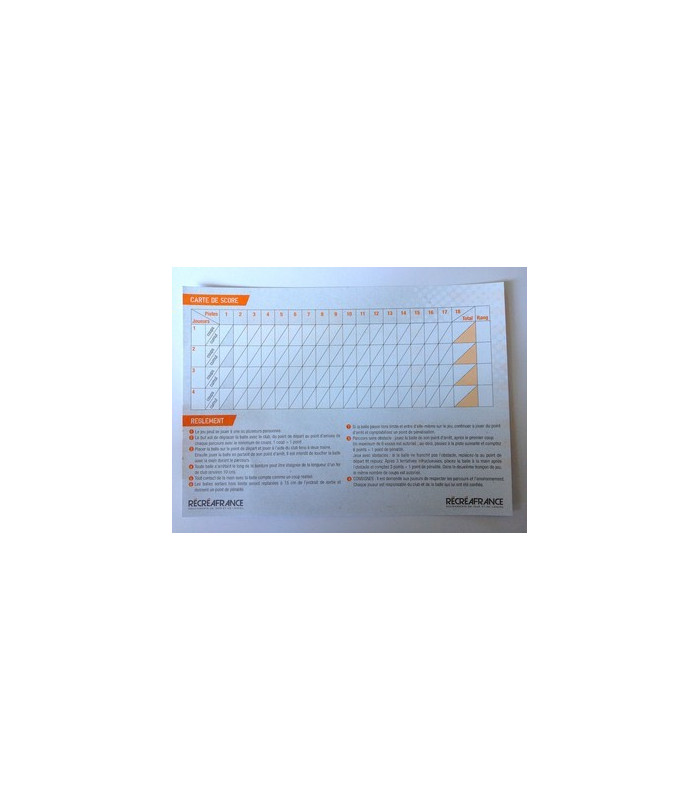 LOT DE 100 FEUILLES DE SCORE MINIGOLF 