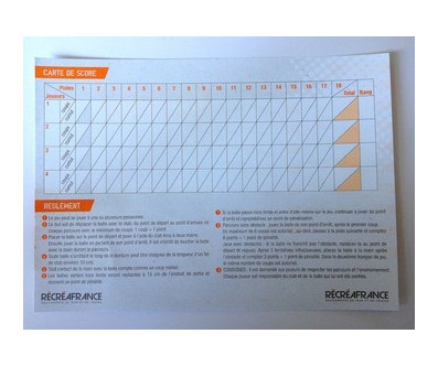 LOT DE 100 FEUILLES DE SCORE MINIGOLF 
