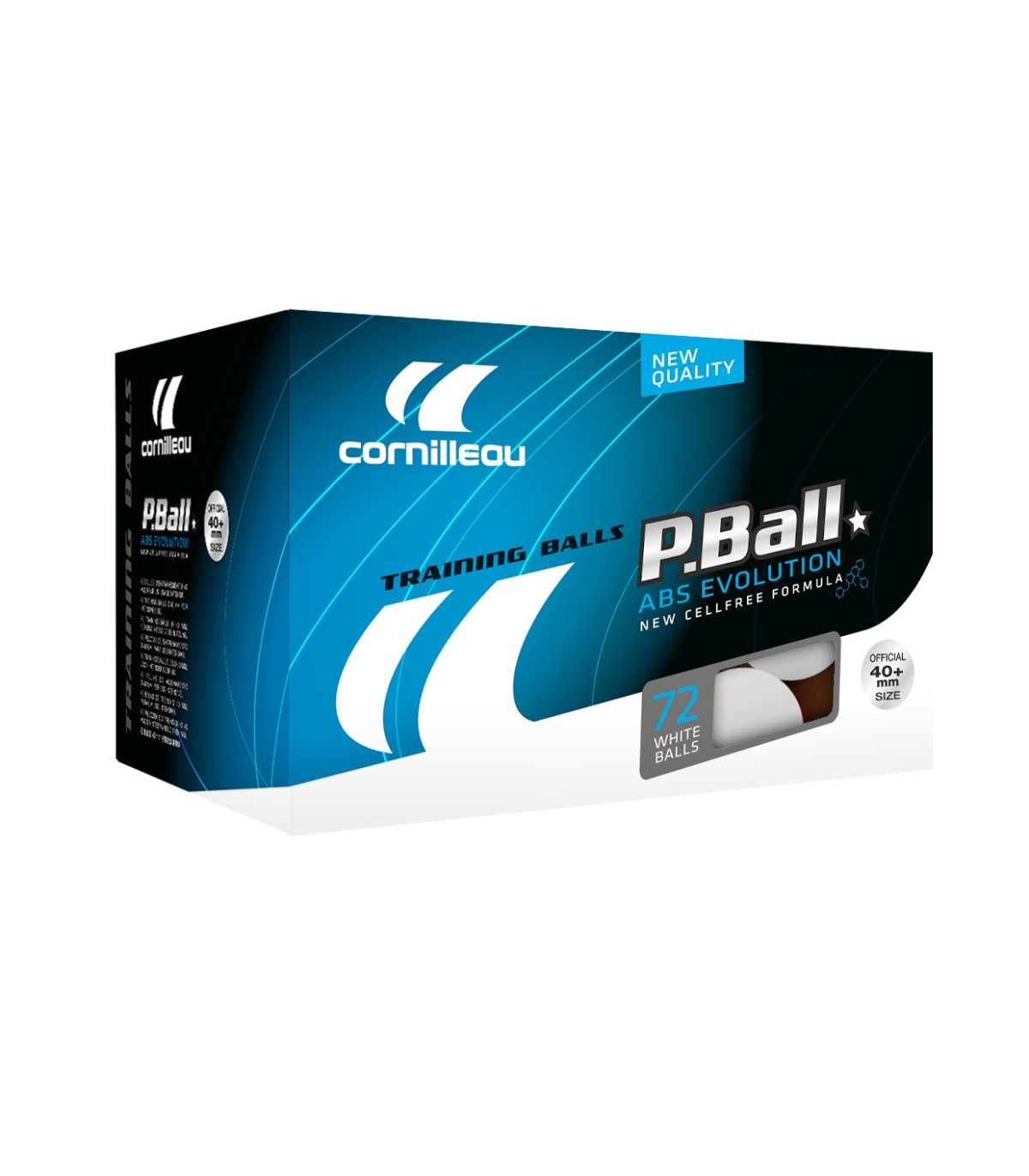 BOÎTE DE 72 BALLES BLANCHES PING PONG P-BALL* EVO ITTF CORNILLEAU