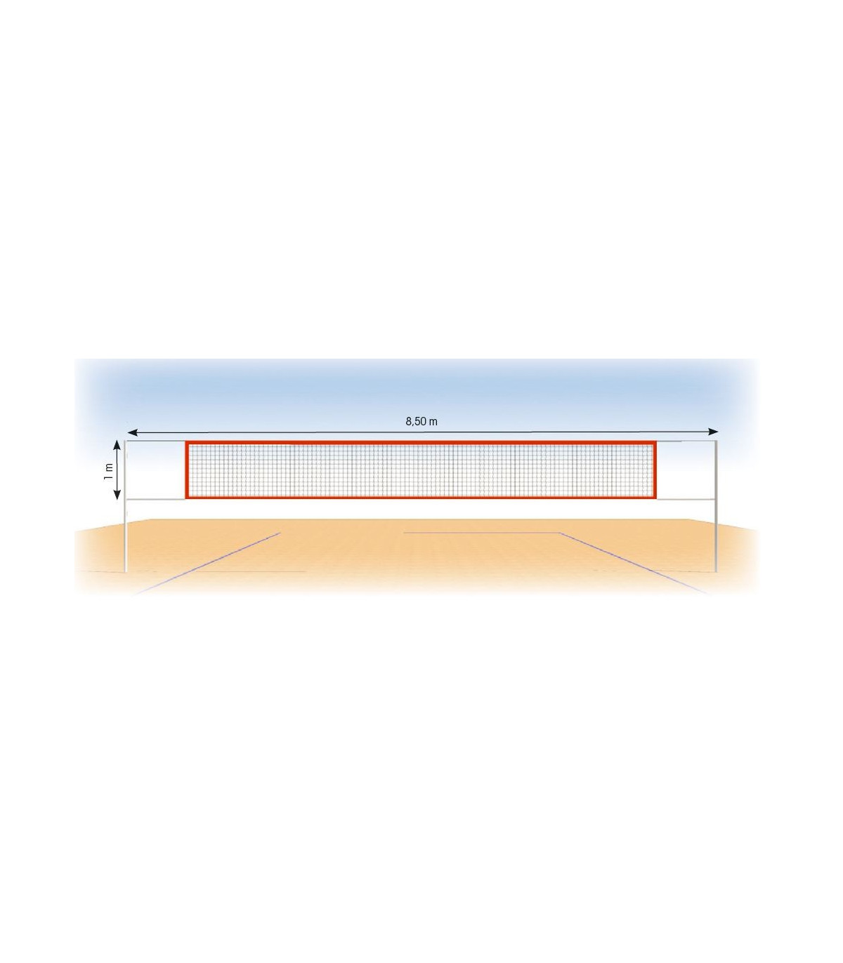 FILET BEACH VOLLEY ECO AVEC DIMENSIONS