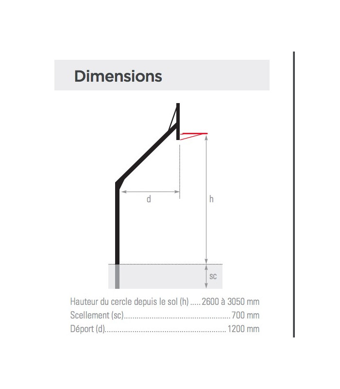 DIMENSIONS BUT DE BASKET EXTERIEUR SCOLAIRE PANNEAU CAILLEBOTIS