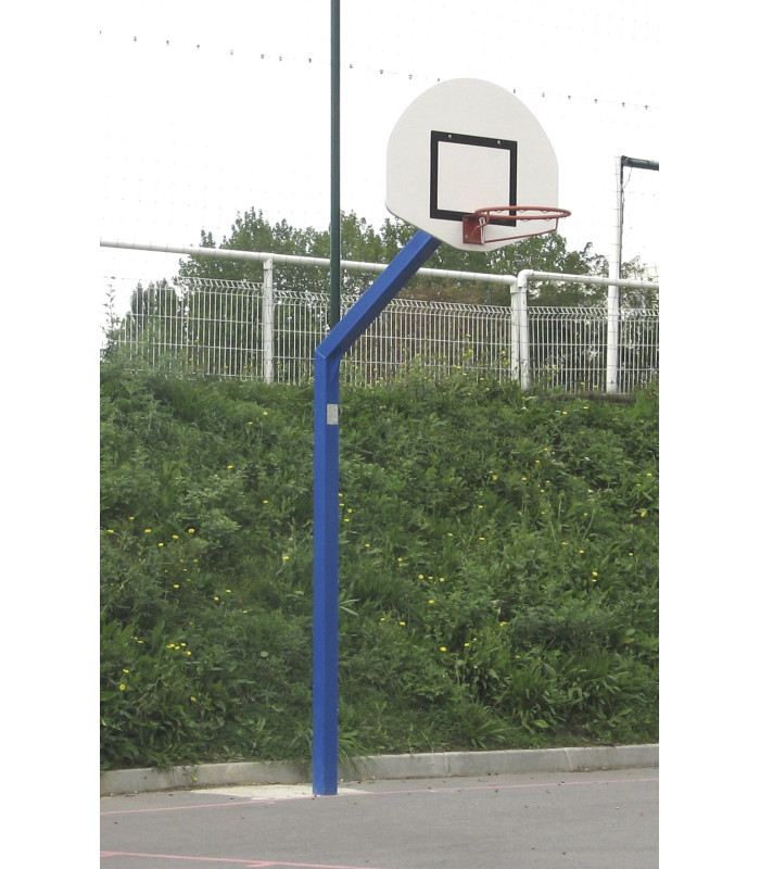BUT DE BASKET EXTERIEUR POTEAU CARRE DEPORT 1,2M PANNEAU DEMI LUNE