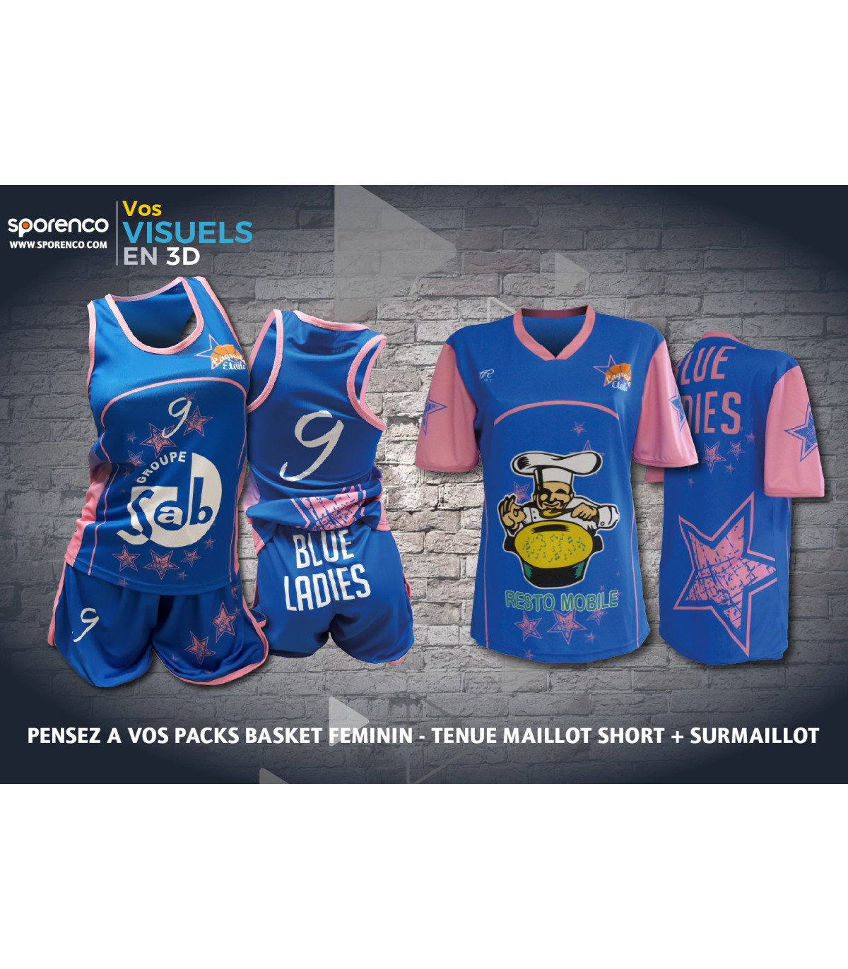 SHORT MAILLOT ET SURMAILLOT BASKET CLUB SUBLIMÉ 2