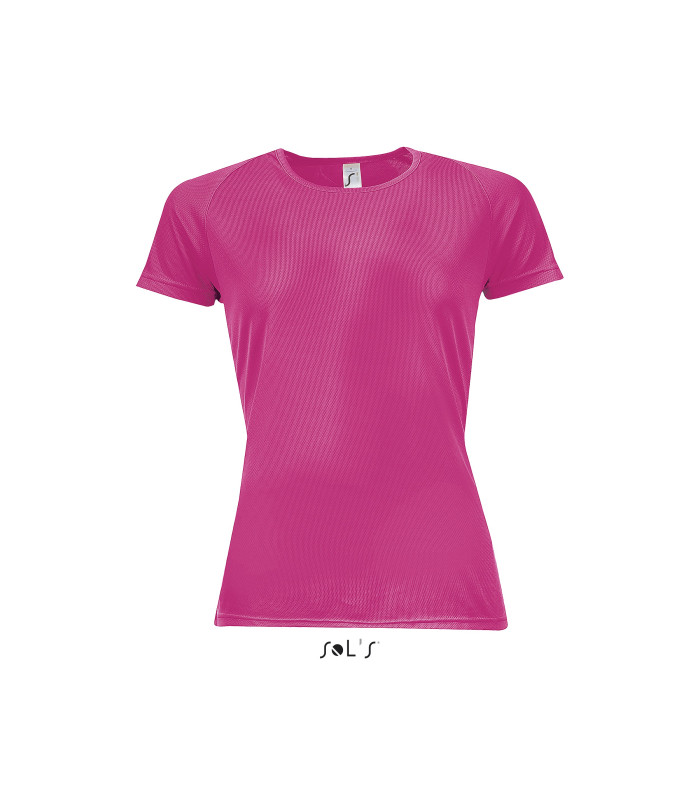 TEE SHIRT RESPIRANT SPORT FEMME ROSE FLUO