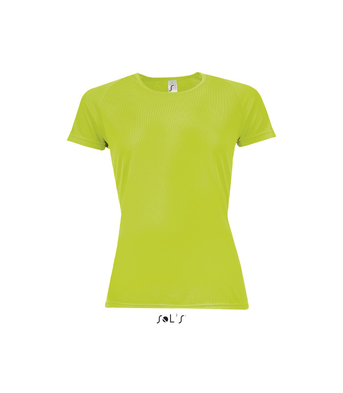 TEE SHIRT RESPIRANT SPORT FEMME VERT FLUO
