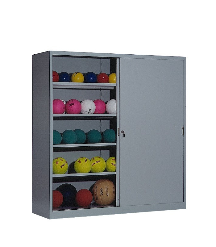 ARMOIRE SALLE DE SPORT PORTES COULISSANTES PORTES GRISES