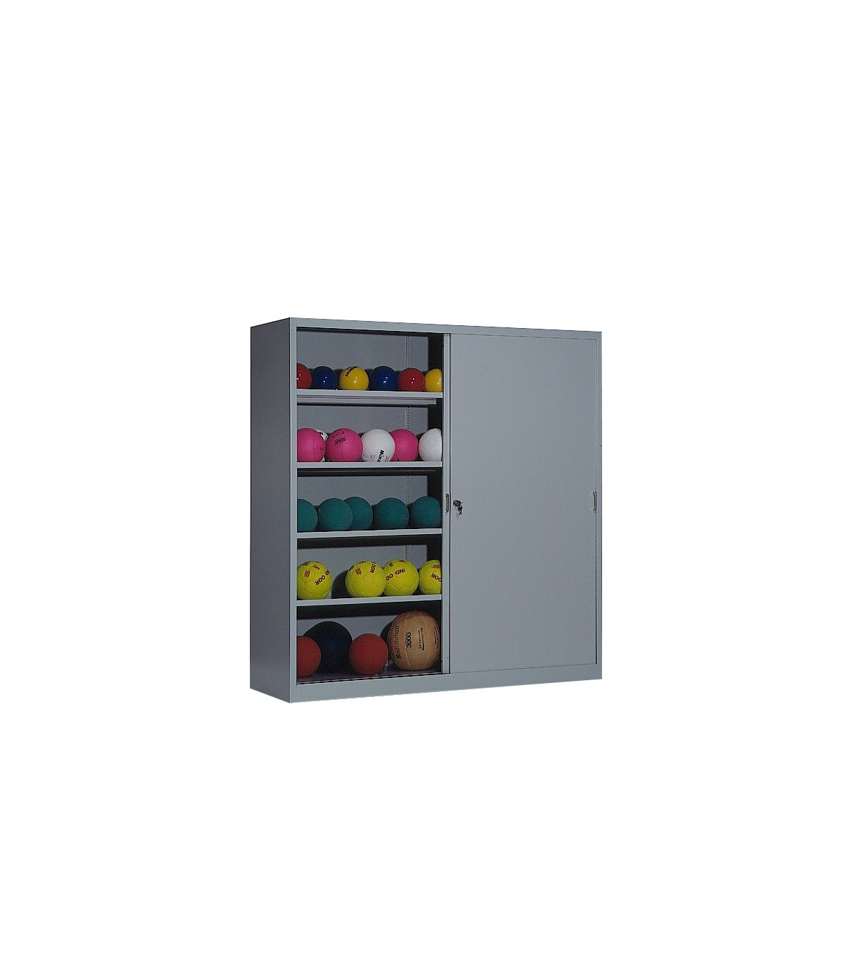 ARMOIRE SALLE DE SPORT PORTES COULISSANTES PORTES GRISES
