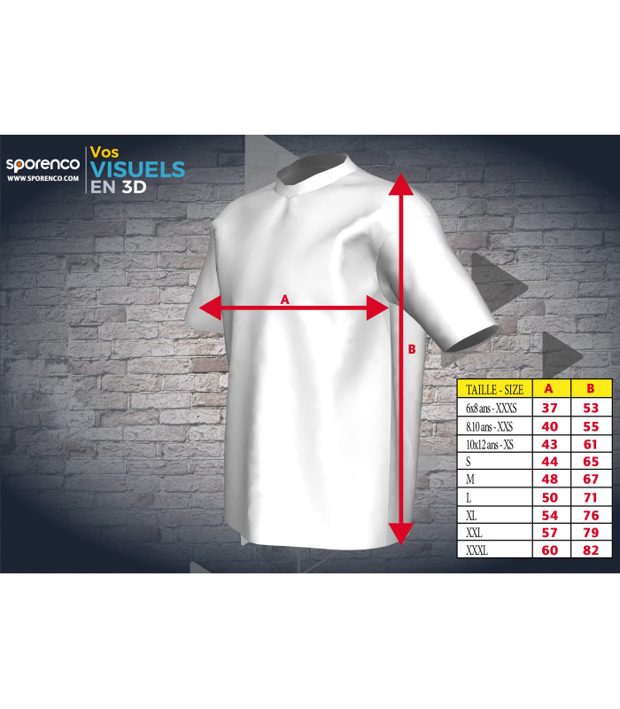  MAILLOT DE FOOT CLUB  CORRESPONDANCE TAILLE