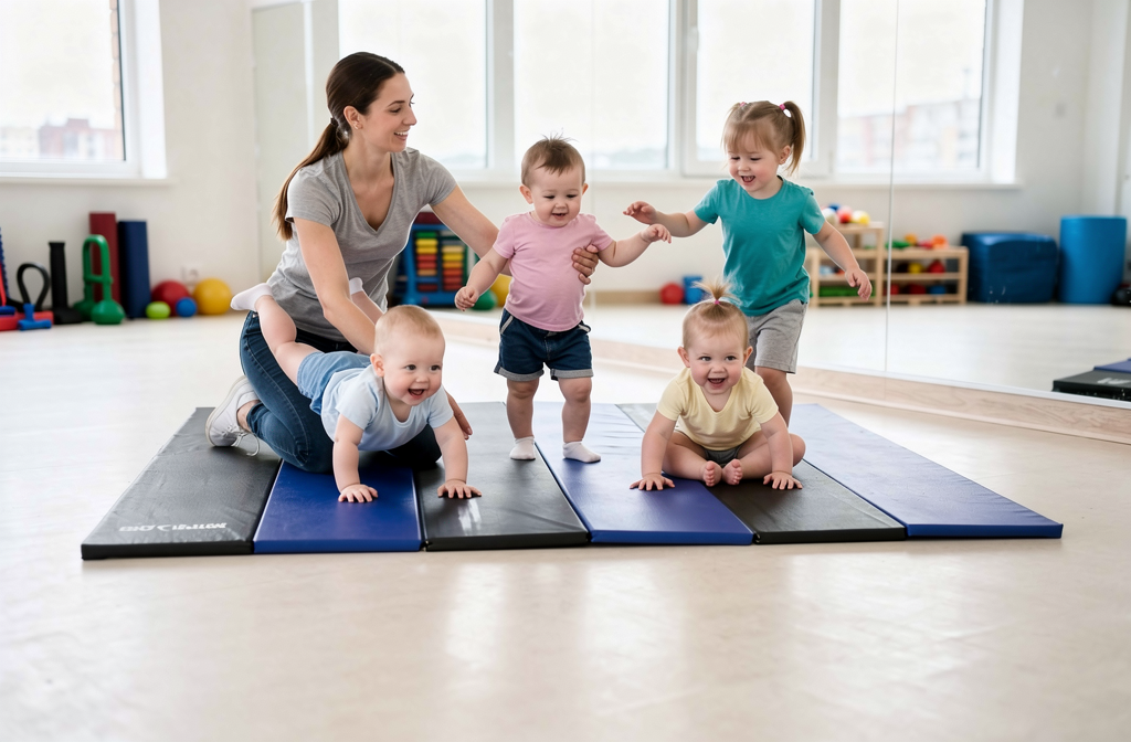 Tapis de gymnastique plié pour enfants dans une salle de gym pour débutants