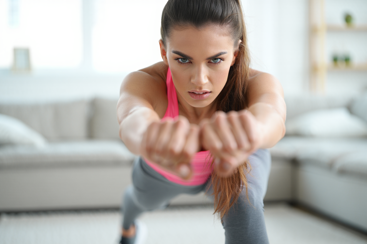 Femme effectuant un squat au poids du corps