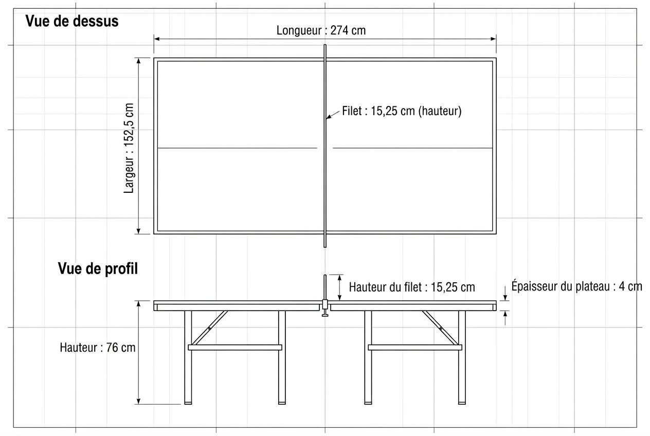 Dimension table de ping-pong pliée : guide complet par taille